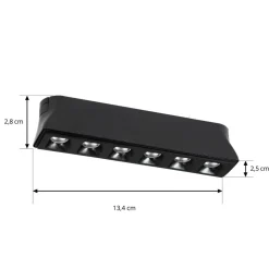 Lindby LED-strip 48 V Lumaro,sort,6 punkter,2,5cm,dæmpbar