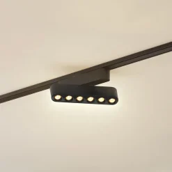 Lindby LED-strip 48V Lumaro,sort,6punkter,drejelig,dæmpbar