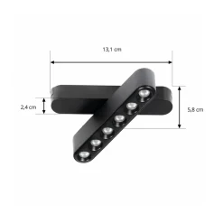 Lindby LED-strip 48V Lumaro,sort,6punkter,drejelig,dæmpbar
