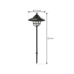 Lindby LED-udendørslampe Ketil, sort, jordspyd, batteri