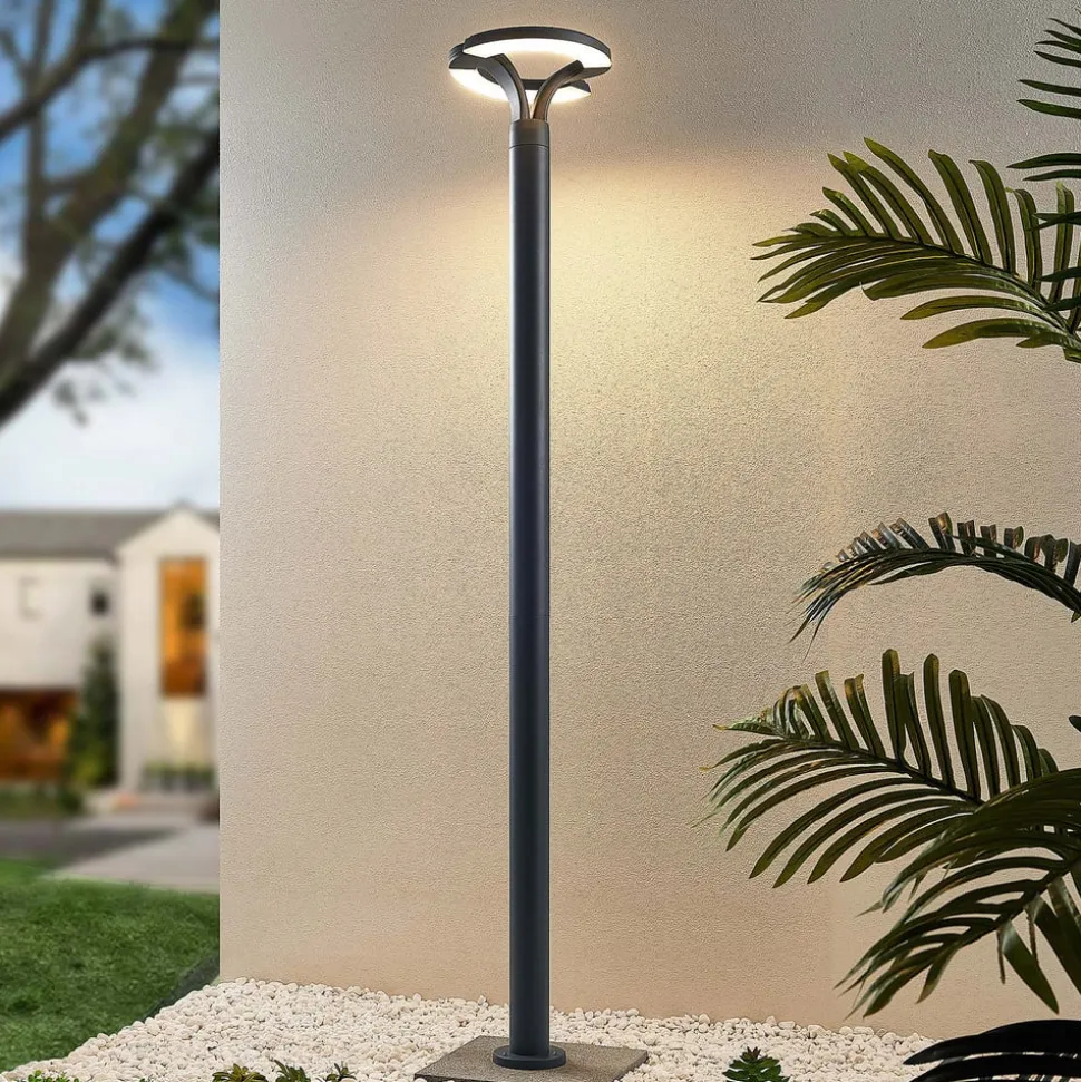 Lindby LED-udendørslampe Keily, cirkel, antracit, metal