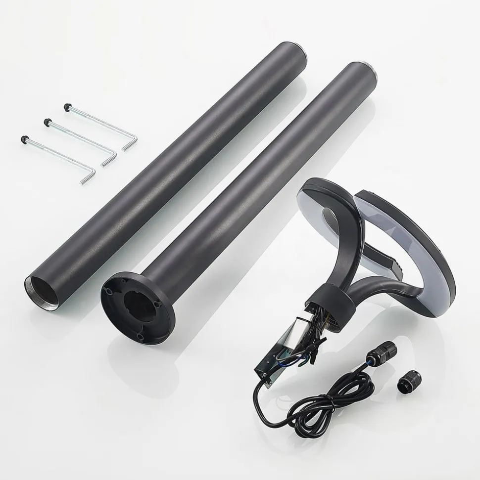 Lindby LED-udendørslampe Keily, cirkel, antracit, metal