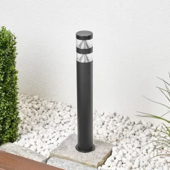 Lindby LED-vejlampe Lanea, 60 cm, sort, stål, IP44