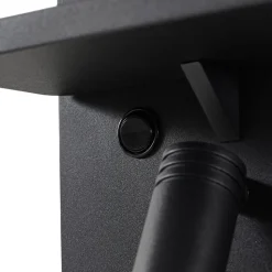 Lindby LED-væglampe Auden, sort, stik, ladestation