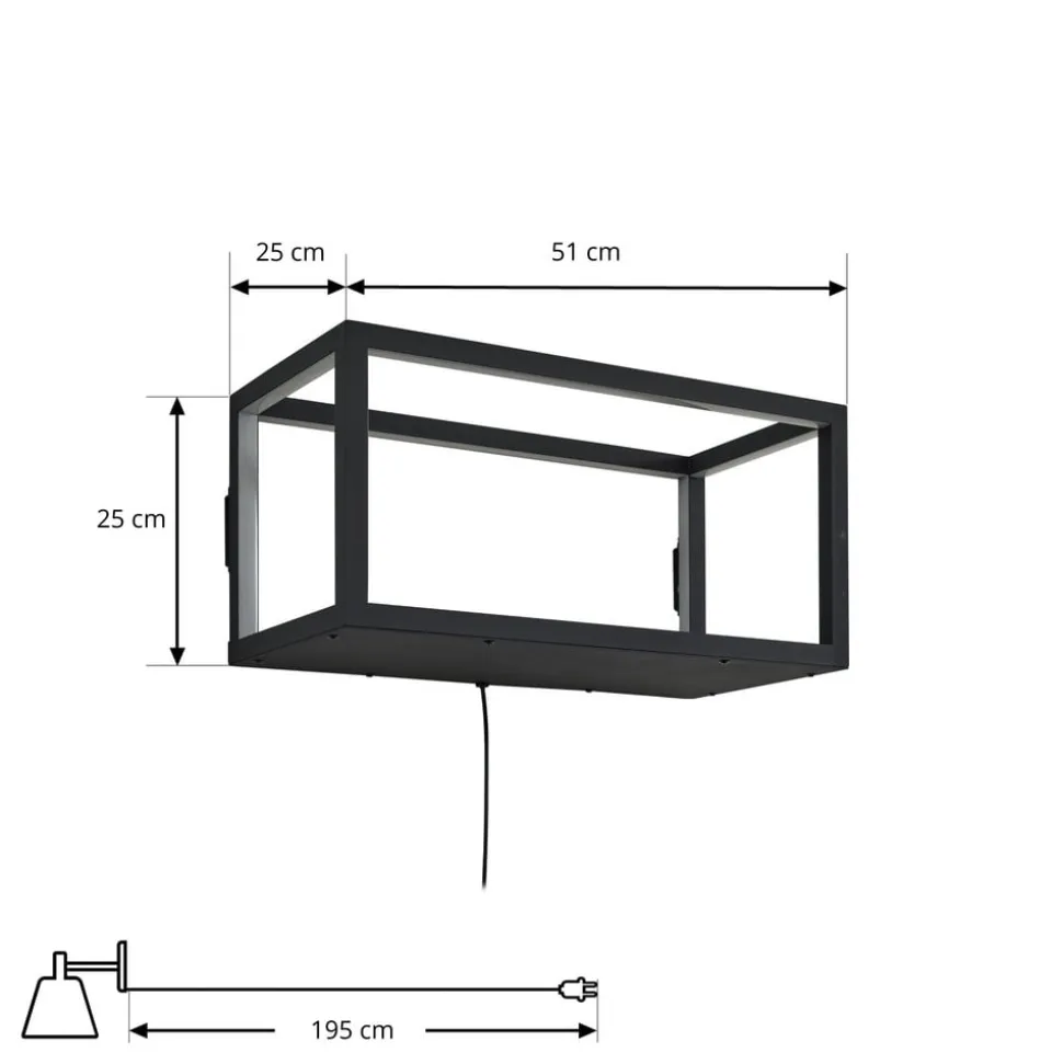 Lindby LED-væglampe Birta, stik, hylde, 51 cm, USB