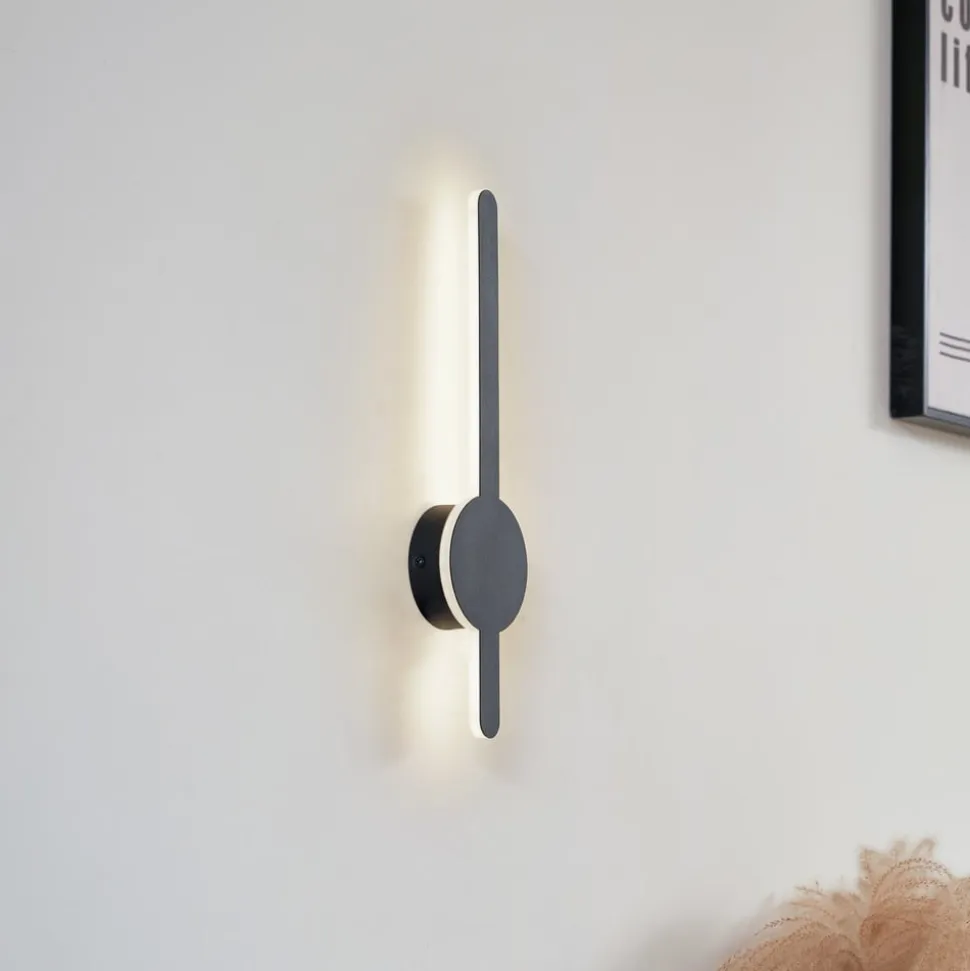 Lindby LED-væglampe Borian, sort, aluminium, 40 cm