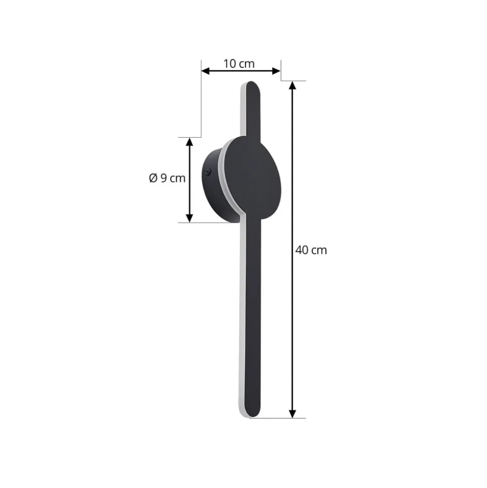 Lindby LED-væglampe Borian, sort, aluminium, 40 cm