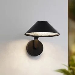 Lindby LED-væglampe Capelo, sort, metal, Ø20cm