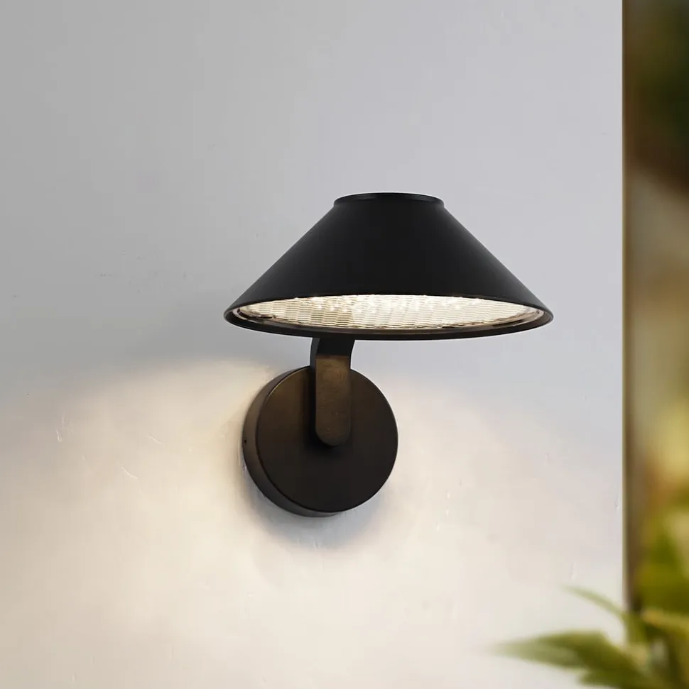 Lindby LED-væglampe Capelo, sort, metal, Ø20cm