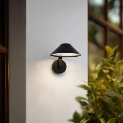 Lindby LED-væglampe Capelo, sort, metal, Ø20cm