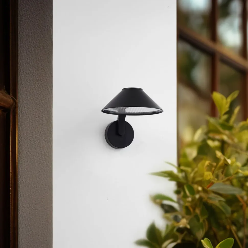 Lindby LED-væglampe Capelo, sort, metal, Ø20cm
