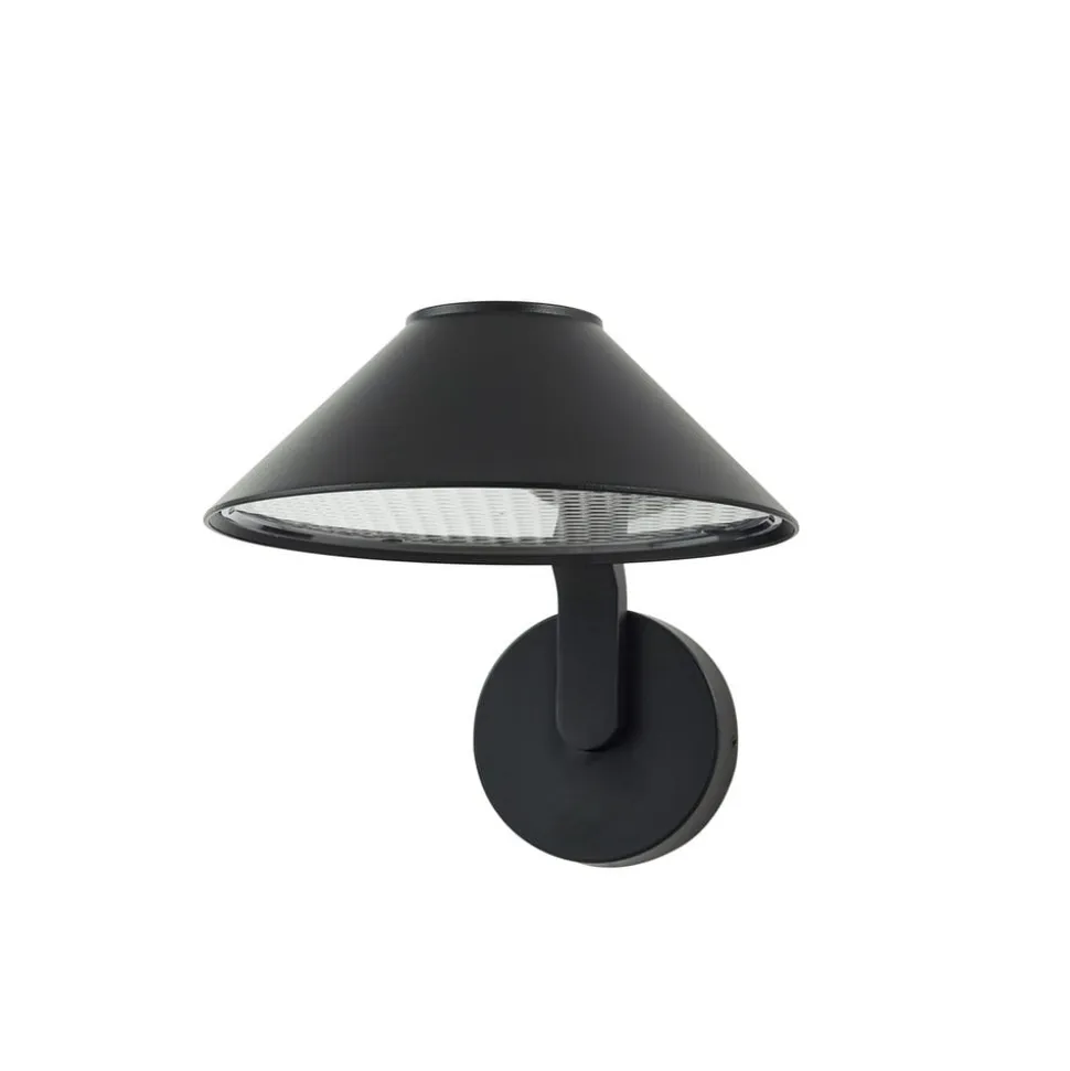 Lindby LED-væglampe Capelo, sort, metal, Ø20cm
