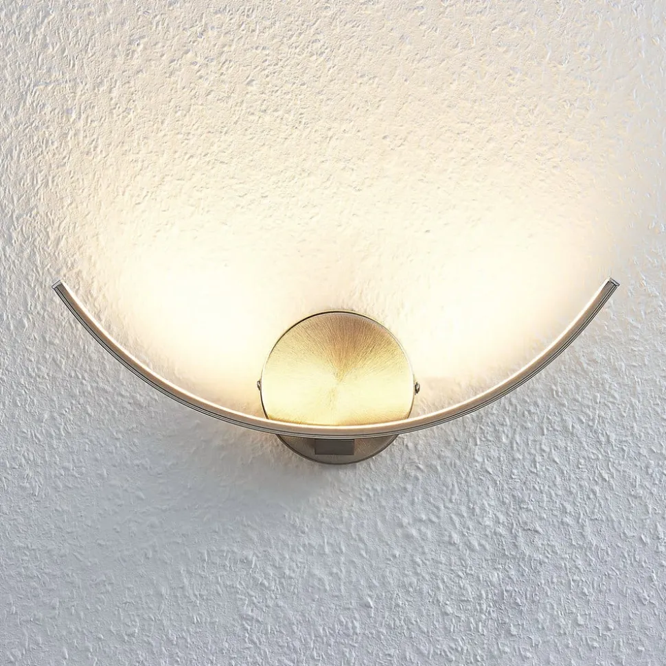 Lindby LED-væglampe Iven, bredde 34 cm, nikkel, 3.000 K