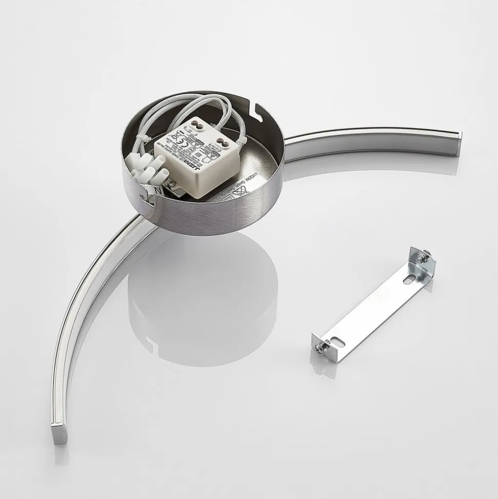 Lindby LED-væglampe Iven, bredde 34 cm, nikkel, 3.000 K