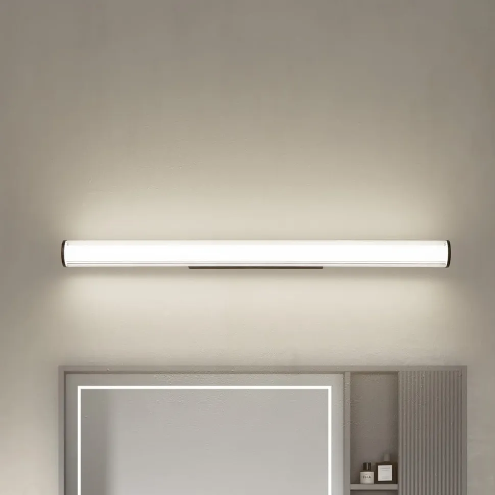 Lindby LED-væglampe Kirka, sort, metal, IP44, 90 cm, CCT