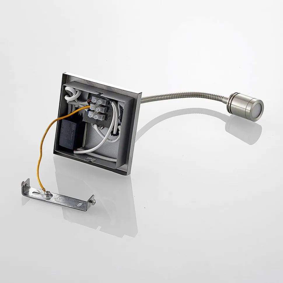 Lindby LED-væglampe Legera, 11 cm, nikkelfarvet, fleksibel arm