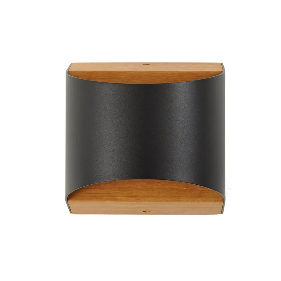 Lindby LED-væglampe Lenore, sort, metal, 13 cm, IP44