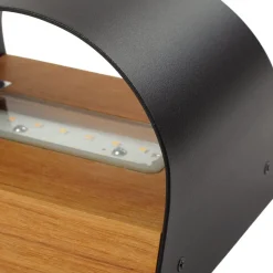 Lindby LED-væglampe Lenore, sort, metal, 13 cm, IP44