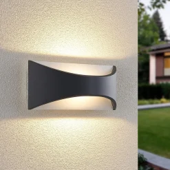 Lindby LED-væglampe Mathea, 30 cm, antracit, aluminium, IP65