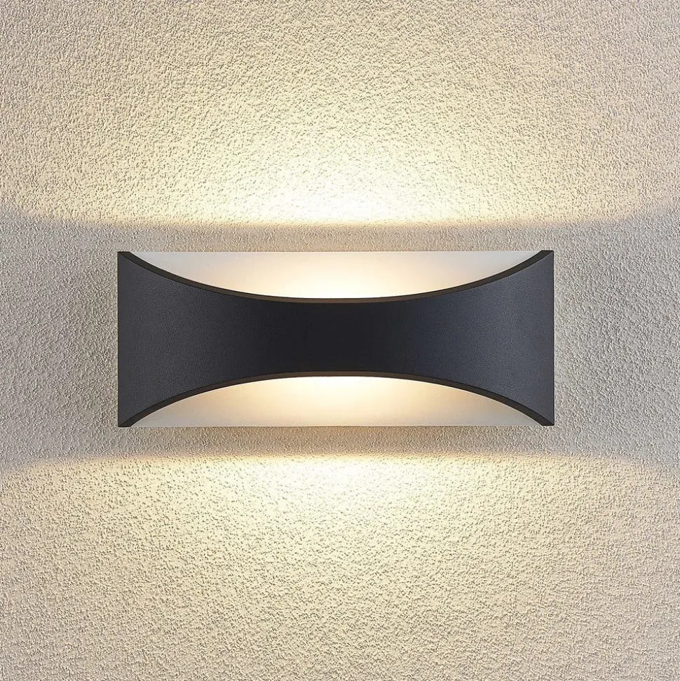 Lindby LED-væglampe Mathea, 30 cm, antracit, aluminium, IP65