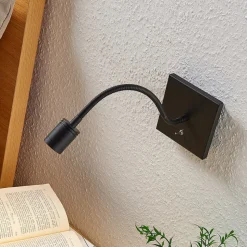Lindby LED-væglampe Mayar, 2 stk, sort, læselampe, 11 cm