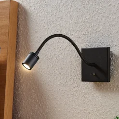 Lindby LED-væglampe Mayar, 2 stk, sort, læselampe, 11 cm