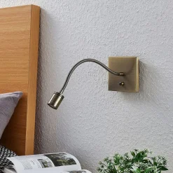 Lindby LED-væglampe Mayar, messing, metal, læselampe, 11cm