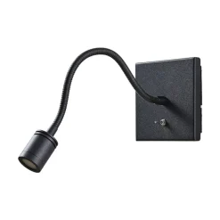 Lindby LED-væglampe Mayar, sort, metal, læselampe, 11cm