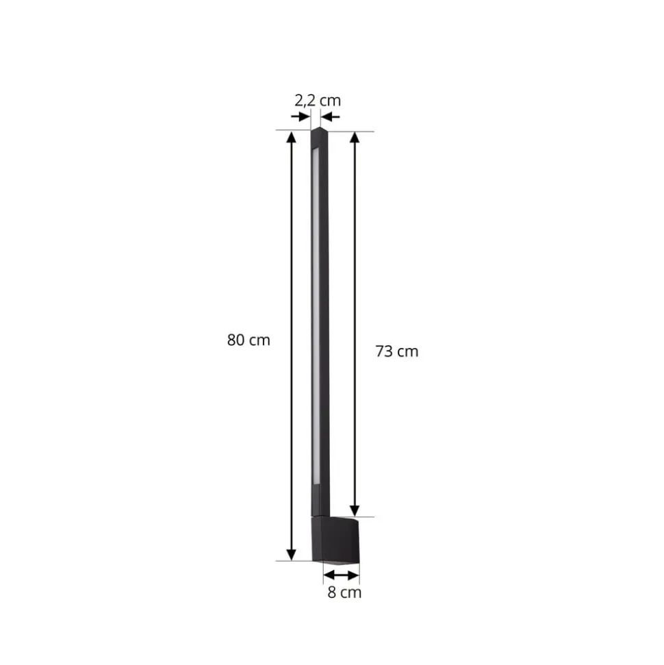 Lindby LED-væglampe Neano, 80 cm, sort, metal, IP54