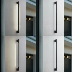 Lindby LED-væglampe Neano, 120 cm, sort, metal, IP54