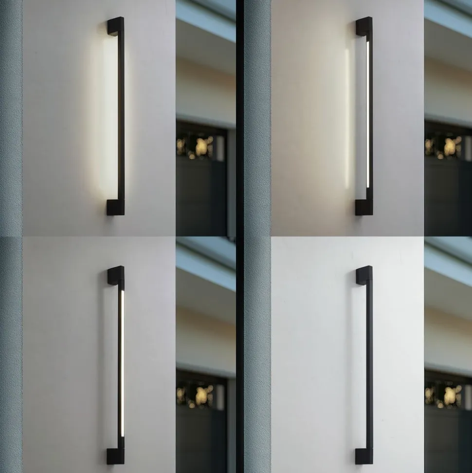 Lindby LED-væglampe Neano, 90 cm, sort, metal, IP54