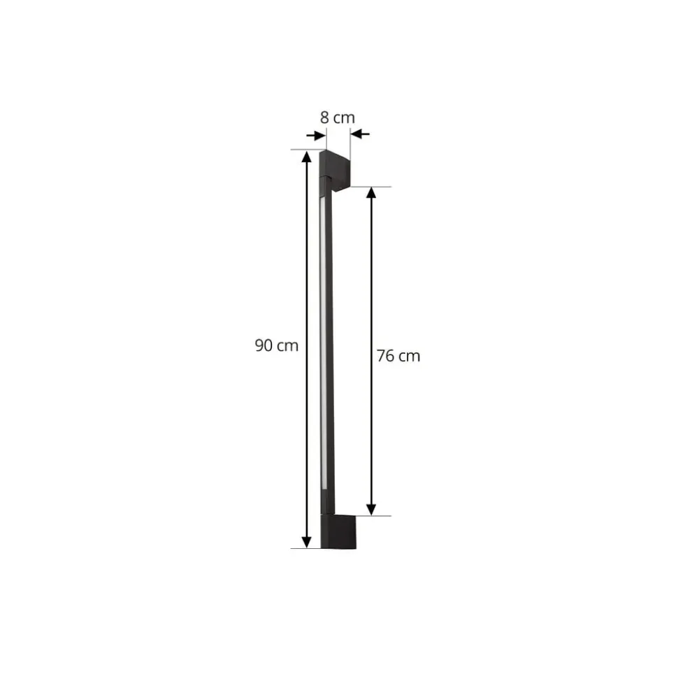 Lindby LED-væglampe Neano, 90 cm, sort, metal, IP54