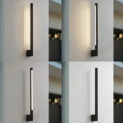 Lindby LED-væglampe Neano, 60 cm, sort, metal, IP54