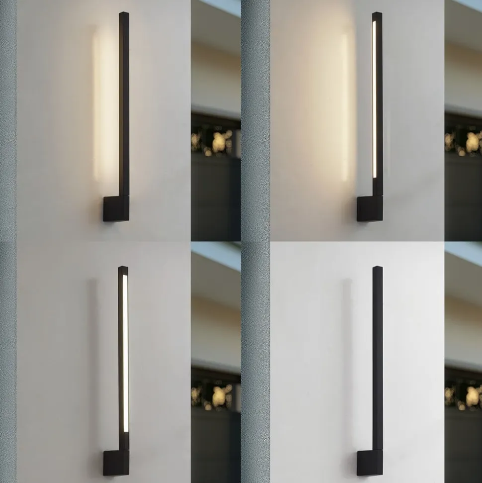 Lindby LED-væglampe Neano, 60 cm, sort, metal, IP54