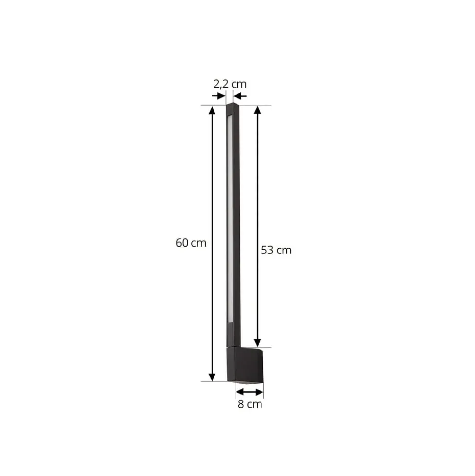 Lindby LED-væglampe Neano, 60 cm, sort, metal, IP54