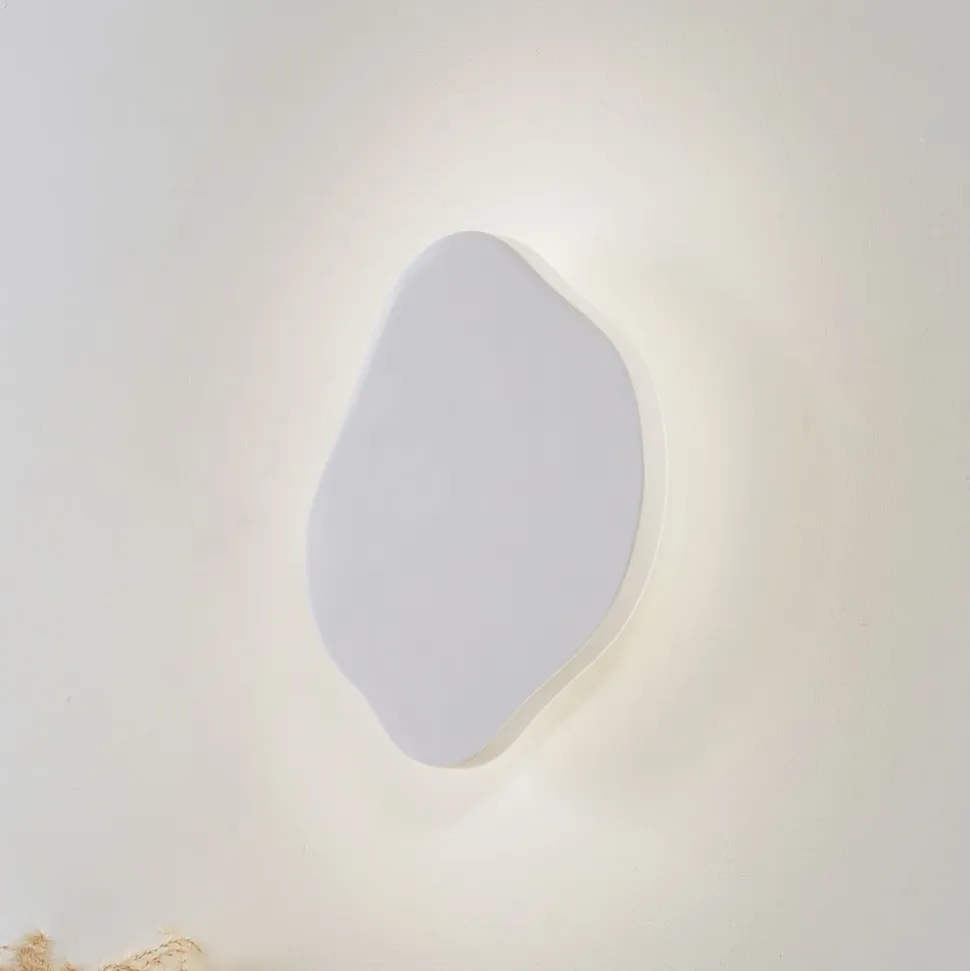 Lindby LED-væglampe Nielson, hvid, gips, 30 x 30 cm