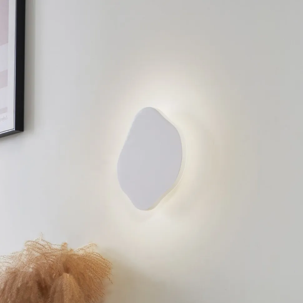 Lindby LED-væglampe Nielson, hvid, gips, 30 x 30 cm