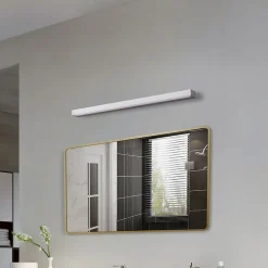 Lindby LED-væglampe Philippa, kantet, 89 cm, aluminiumsfarvet, IP44