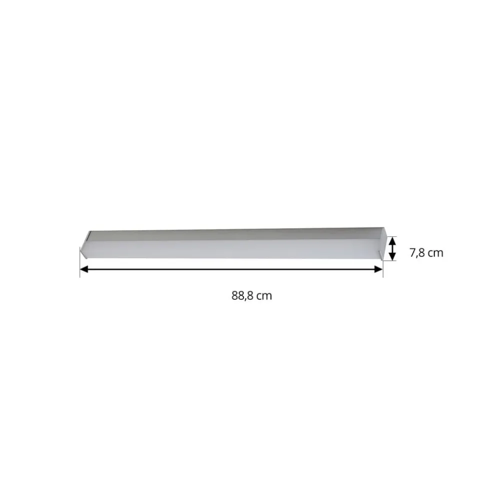 Lindby LED-væglampe Philippa, kantet, 89 cm, aluminiumsfarvet, IP44