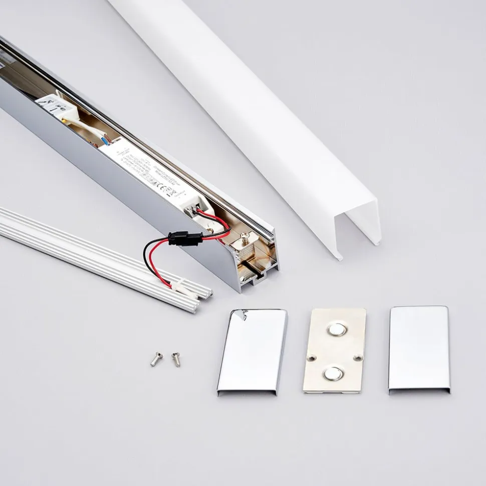 Lindby LED-væglampe Philippa, kantet, 59 cm, krom, IP44