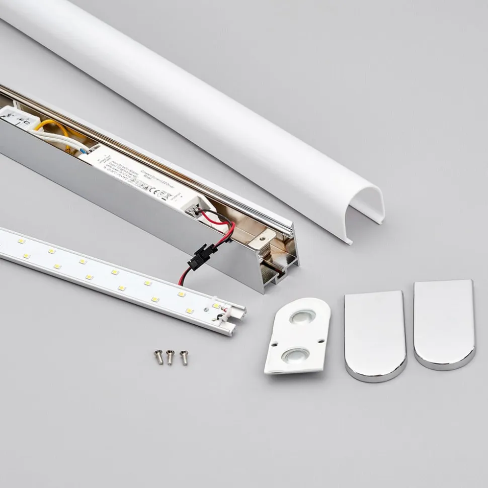 Lindby LED-væglampe Philippa, afrundet, 88 cm, krom, IP44