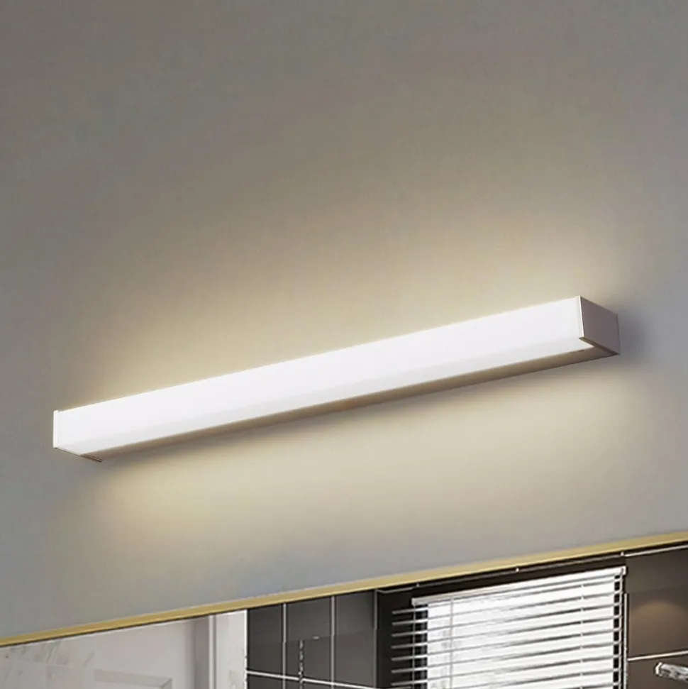 Lindby LED-væglampe Philippa, kantet, 59 cm, aluminiumsfarvet, IP44