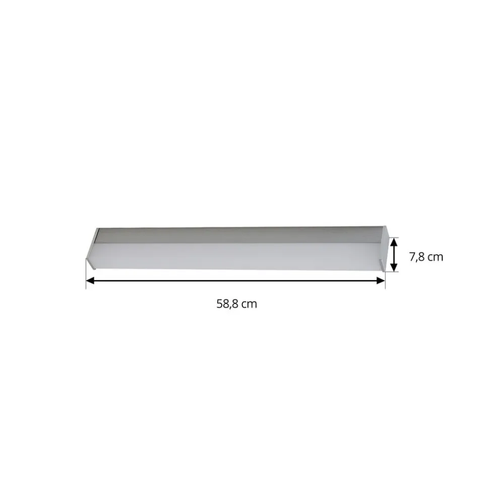 Lindby LED-væglampe Philippa, kantet, 59 cm, aluminiumsfarvet, IP44