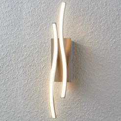 Lindby LED-væglampe Safia, 45 cm, nikkelfarvet, metal