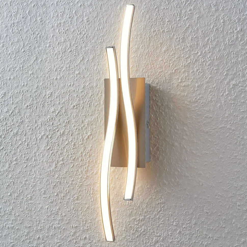 Lindby LED-væglampe Safia, 45 cm, nikkelfarvet, metal