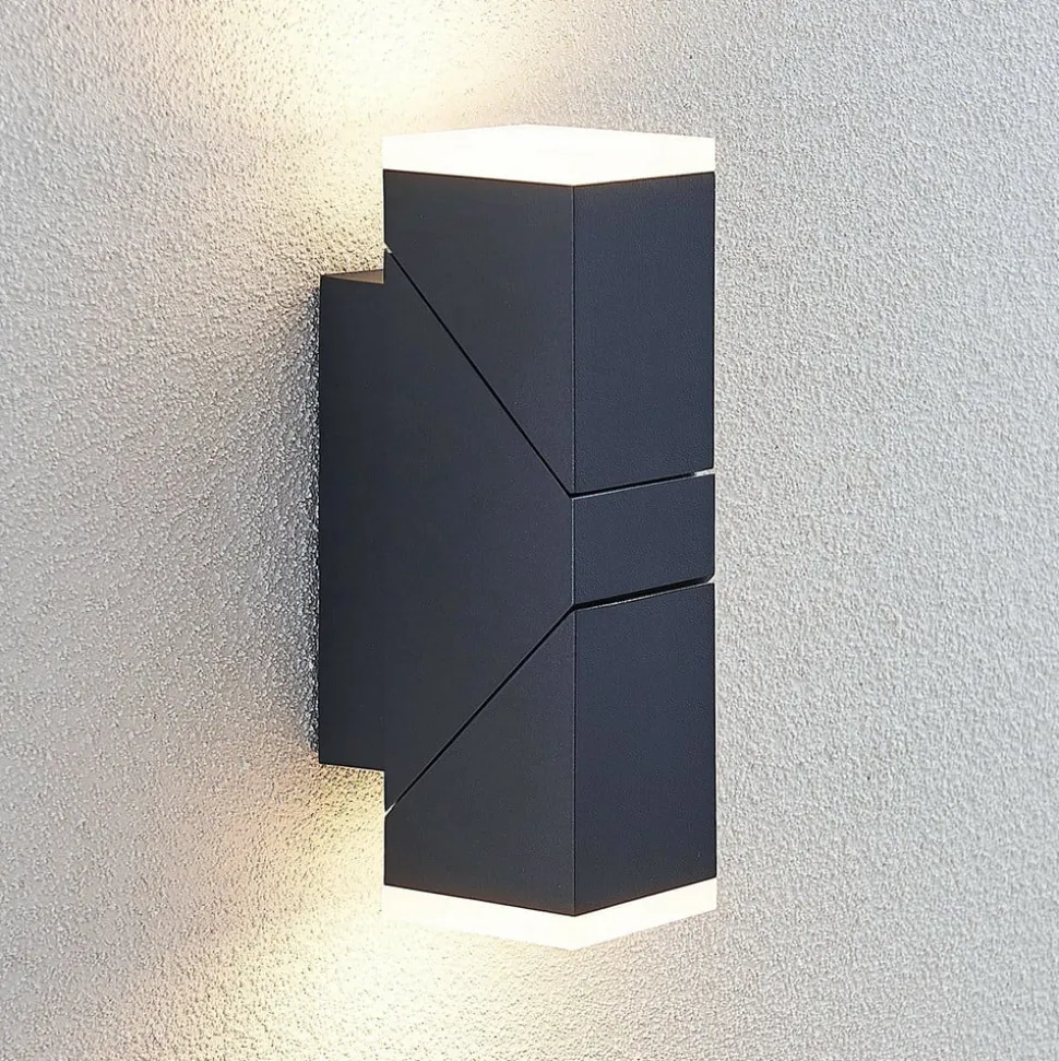 Lindby LED-væglampe Sally, 22 cm, antracit, IP54
