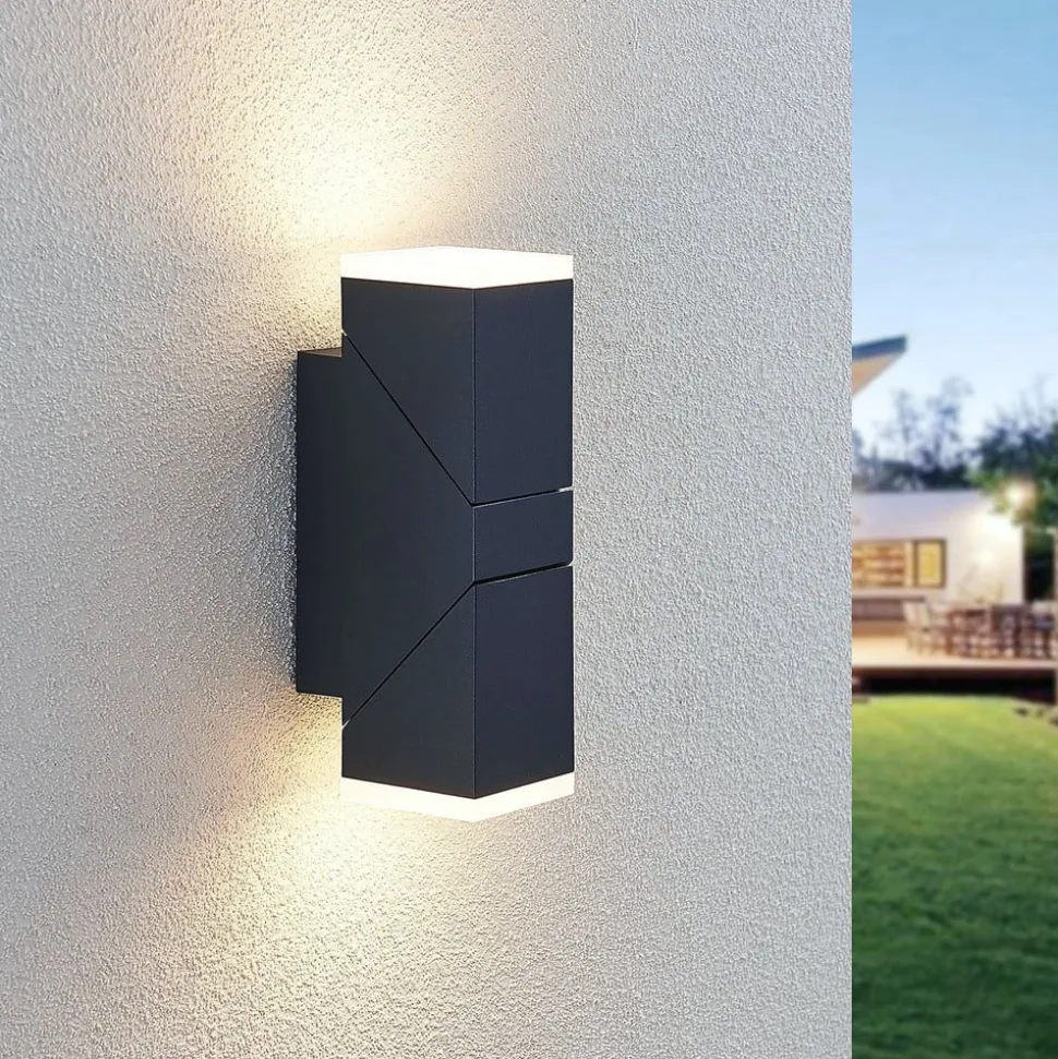 Lindby LED-væglampe Sally, 22 cm, antracit, IP54