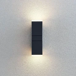 Lindby LED-væglampe Sally, 22 cm, antracit, IP54