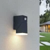 Lindby LED-væglampe Sally, 15 cm, antracit, IP54, sensor