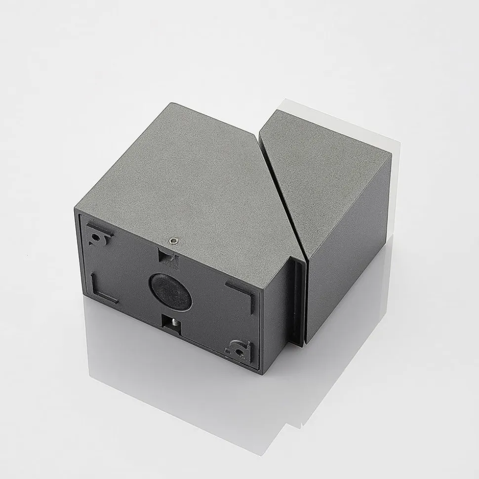 Lindby LED-væglampe Sally, 15 cm, antracit, IP54, sensor